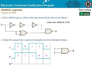 Electronic Technician Certification Program Warning Timer setting DQUIZ