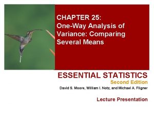 CHAPTER 25 OneWay Analysis of Variance Comparing Several CHAPTER 25 OneWay Analysis of Variance Comparing Several
