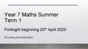Year 7 Maths Summer Term 1 Fortnight beginning