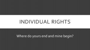 INDIVIDUAL RIGHTS Where do yours end and mine