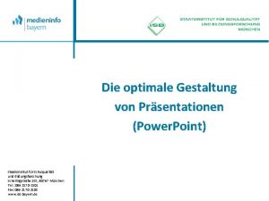 Die optimale Gestaltung von Prsentationen Power Point Staatsinstitut