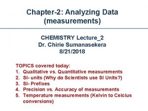 Chapter2 Analyzing Data measurements CHEMISTRY Lecture2 Dr Chirie