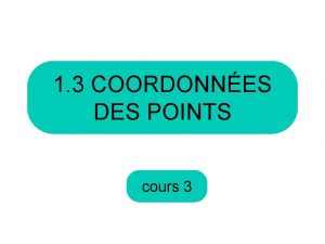 1 3 COORDONNES DES POINTS cours 3 Au