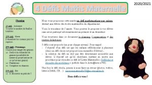 4 Dfis Maths Maternelle Planning 1 er dfi