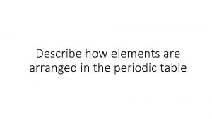 Describe how elements are arranged in the periodic