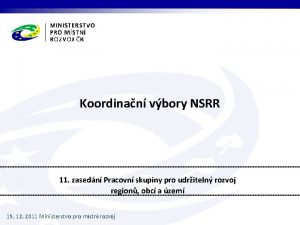 Koordinan vbory NSRR 11 zasedn Pracovn skupiny pro