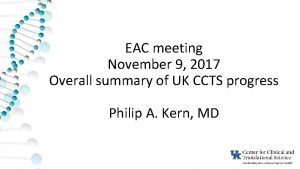 EAC meeting November 9 2017 Overall summary of