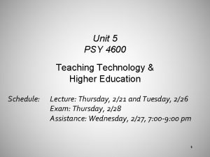 Unit 5 PSY 4600 Teaching Technology Higher Education