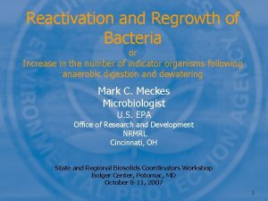 Reactivation and Regrowth of Bacteria or Increase in