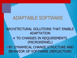 ADAPTABLE SOFTWARE ARCHITECTURAL SOLUTIONS THAT ENABLE ADAPTATION n