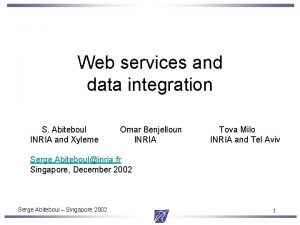 Web services and data integration S Abiteboul INRIA
