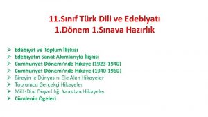 11 Snf Trk Dili ve Edebiyat 1 Dnem