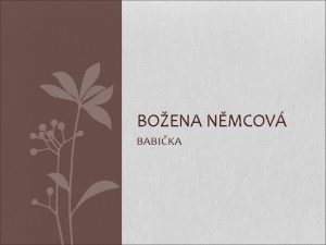 BOENA NMCOV BABIKA ivotopis Boena Nmcov rozen Barbora