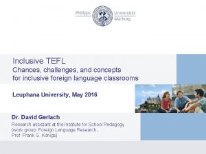 Inclusive TEFL Chances challenges and concepts for inclusive