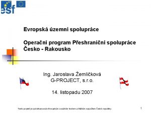 Evropsk zemn spoluprce Operan program Peshranin spoluprce esko