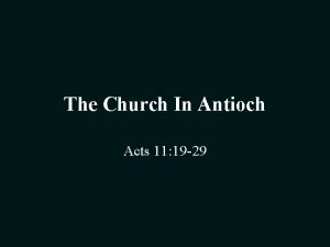 The Church In Antioch Acts 11 19 29