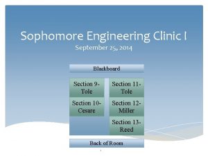 Sophomore Engineering Clinic I September 25 2014 Blackboard
