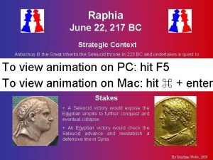 Raphia June 22 217 BC Strategic Context Antiochus