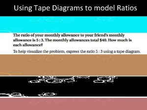 Using Tape Diagrams to model Ratios Ratio of