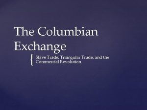 The Columbian Exchange Slave Trade Triangular Trade and