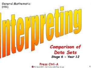 General Mathematic HSC Comparison of Data Sets Stage
