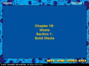 Waste Section 1 Chapter 19 Waste Section 1