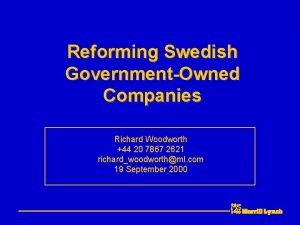 Reforming Swedish GovernmentOwned Companies Richard Woodworth 44 20