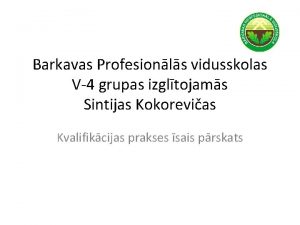 Barkavas Profesionls vidusskolas V4 grupas izgltojams Sintijas Kokorevias