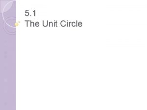 5 1 The Unit Circle Unit circle the