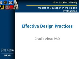 Johns Hopkins University Master of Education in the