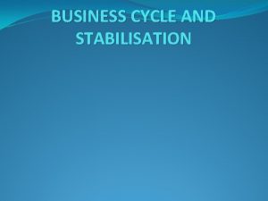 BUSINESS CYCLE AND STABILISATION BUSINESS CYCLE Business cycle