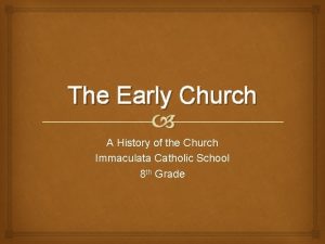 The Early Church A History of the Church