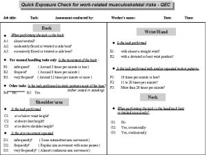 Quick Exposure Check for workrelated musculoskeletal risks QEC