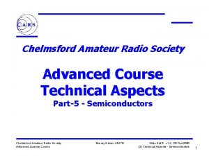 Chelmsford Amateur Radio Society Advanced Course Technical Aspects