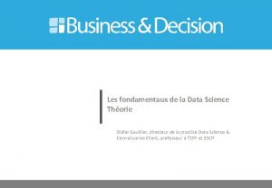 Les fondamentaux de la Data Science Thorie Didier