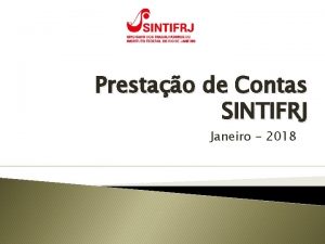 Prestao de Contas SINTIFRJ Janeiro 2018 RECEITAS JANEIRO