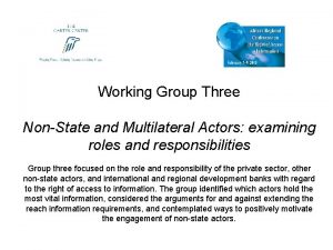 Working Group Three NonState and Multilateral Actors examining