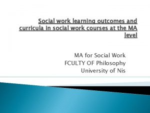 Social work learning outcomes and curricula in social