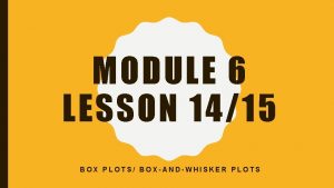 MODULE 6 LESSON 1415 BOX PLOTS BOXANDWHISKER PLOTS