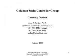 Goldman Sachs Controller Group Currency Options Alan L