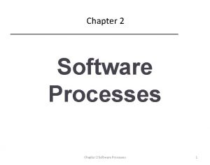 Chapter 2 Software Processes 1 Topics covered Software