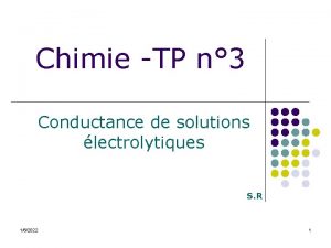 Chimie TP n 3 Conductance de solutions lectrolytiques