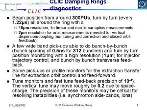 CLIC Damping Rings diagnostics n Beam position from