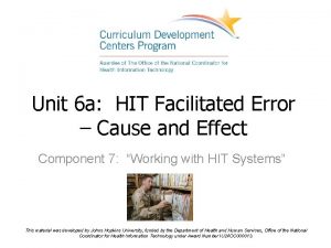 Unit 6 a HIT Facilitated Error Cause and