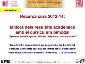 Informe final Recerca curs 2013 14 Millora dels