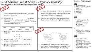 GCSE Science Fold Solve Organic Chemistry Fold the