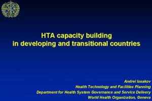 HTA capacity building in developing and transitional countries