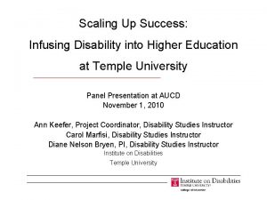Scaling Up Success Infusing Disability into Higher Education
