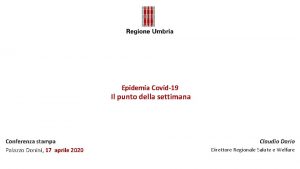 Epidemia Covid19 Il punto della settimana Conferenza stampa