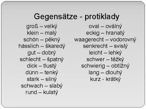 Gegenstze protiklady gro velk klein mal schn pkn